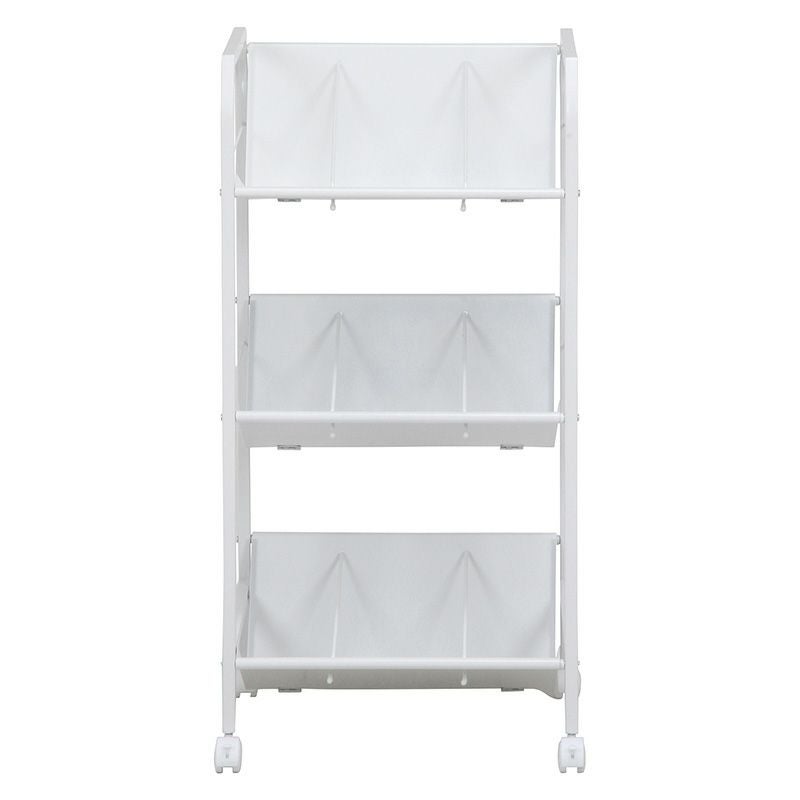 ファイルワゴン 3段 ホワイト ストッパーキャスター付き 不二貿易