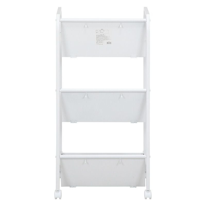ファイルワゴン 3段 ホワイト ストッパーキャスター付き 不二貿易