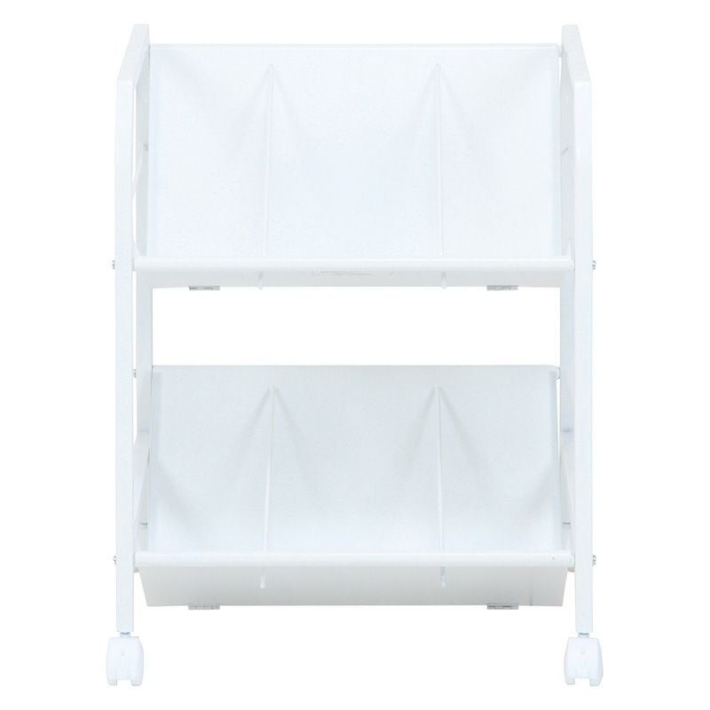 ファイルワゴン 2段 ホワイト ストッパーキャスター付き 不二貿易