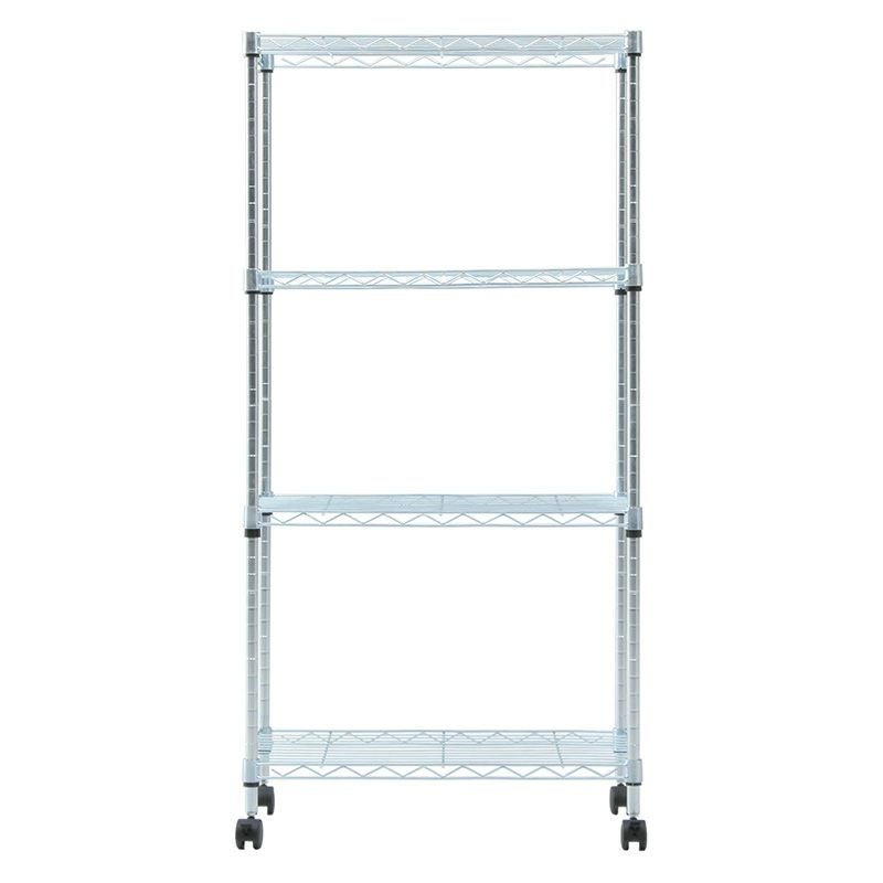 メタルマルチシェルフ4段60 クロム MS-635124CR 不二貿易 幅600 奥行350 高さ1225mm キャスター付