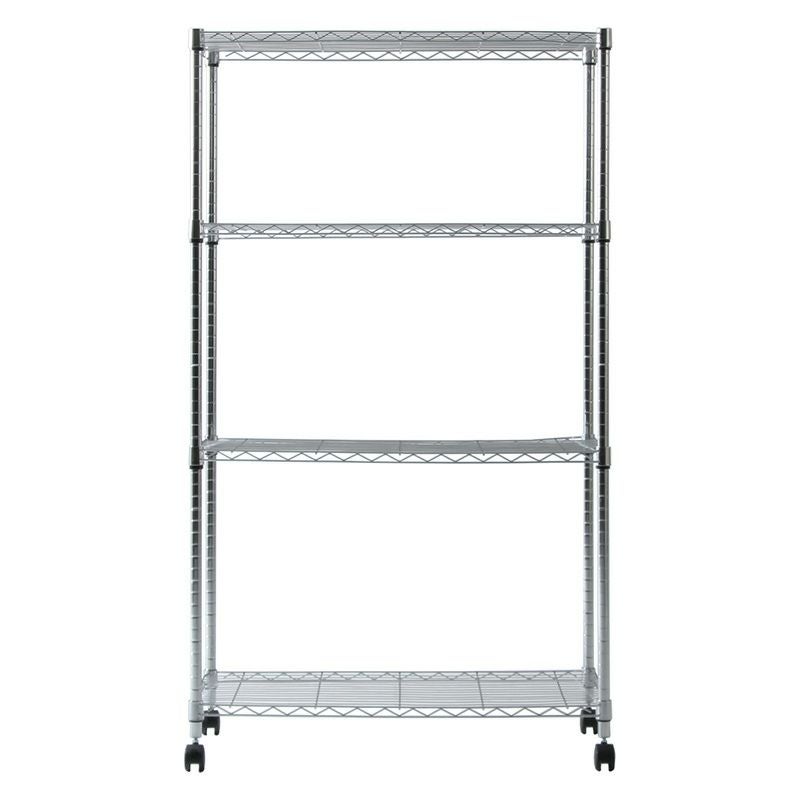 メタルマルチシェルフ4段90 クロム MS-945154CR 不二貿易 幅900 奥行450 高さ1520mm キャスター付
