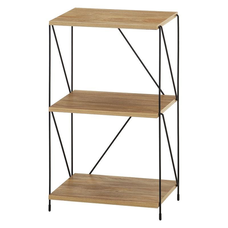 ＥＺＢＯワイヤーラック３段　４０幅 不二貿易 3色 木目調 棚 ブラック 組み立て 簡単 シンプル 幅420 奥行310 高さ712mm