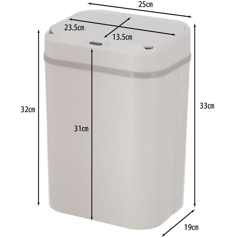 【2個セット】センサーダストボックス 12L レクタングル アイボリー 不二貿易