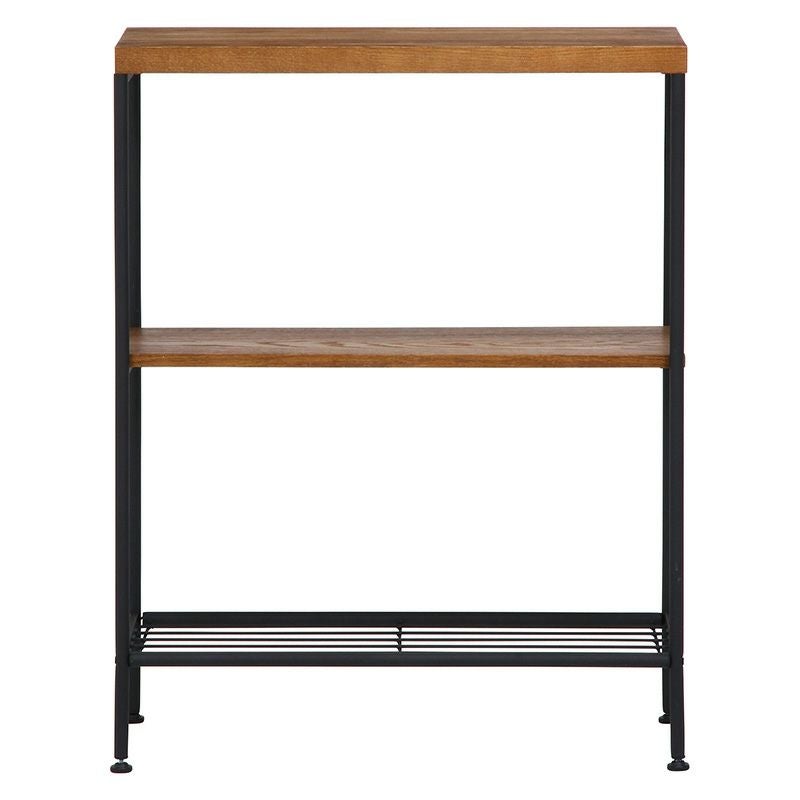シェルフ３段 レアル 不二貿易 C/D:10838 ブラック スチール 木目調 幅750mm 3段 アジャスター付き