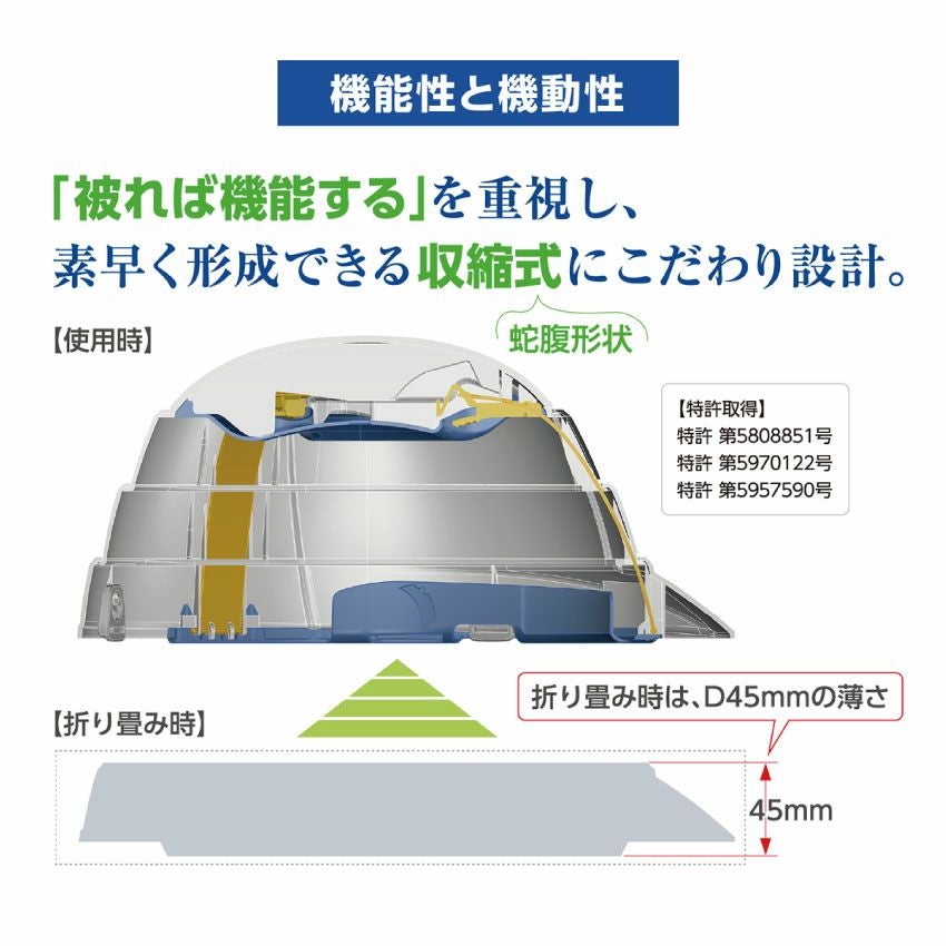 IPIC 防災 折りたたみヘルメット オサメット OSAMET