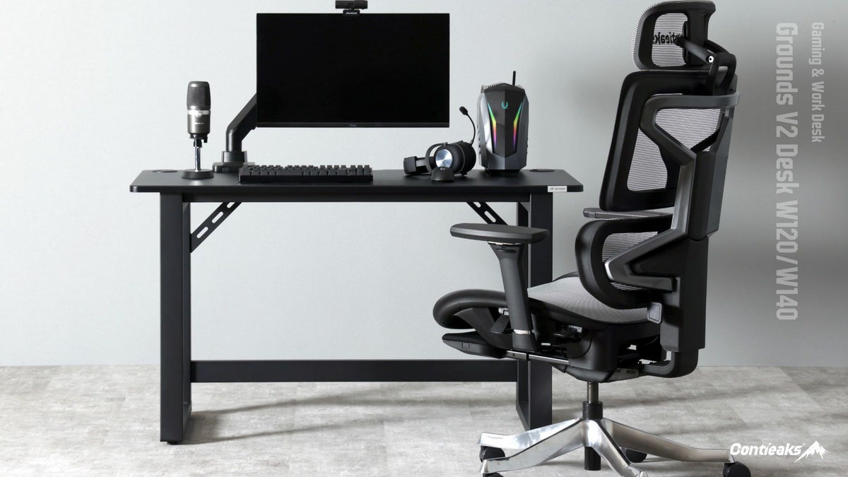 関家具 Contieaks Grounds V2 グラウンズ ゲーミンデスク ブラック 黒 幅 W120cm W140cm