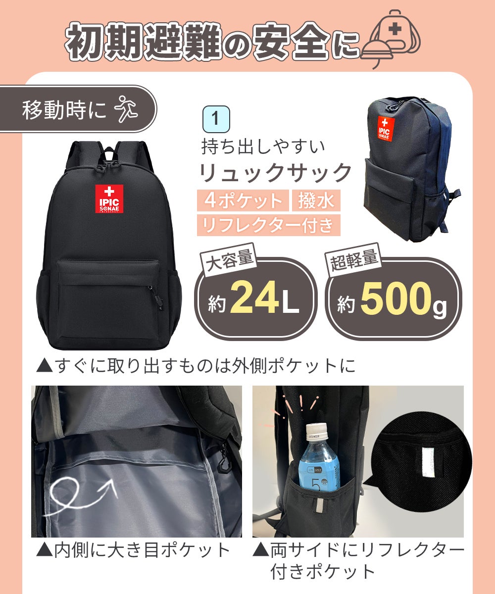 IPIC SONAE 防災リュック  初期避難オールインワン 1人用47点セット