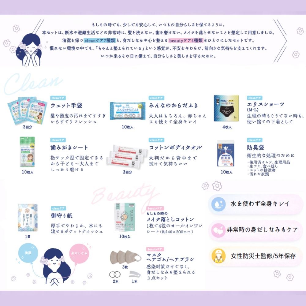 キレイナ 水のいらない全身キレイセットPure 防災用