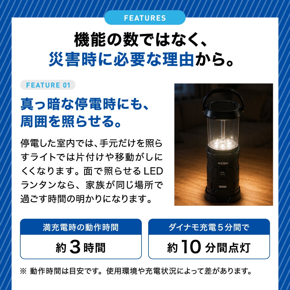 防災グッズ ラジオ付マルチ充電ランタン